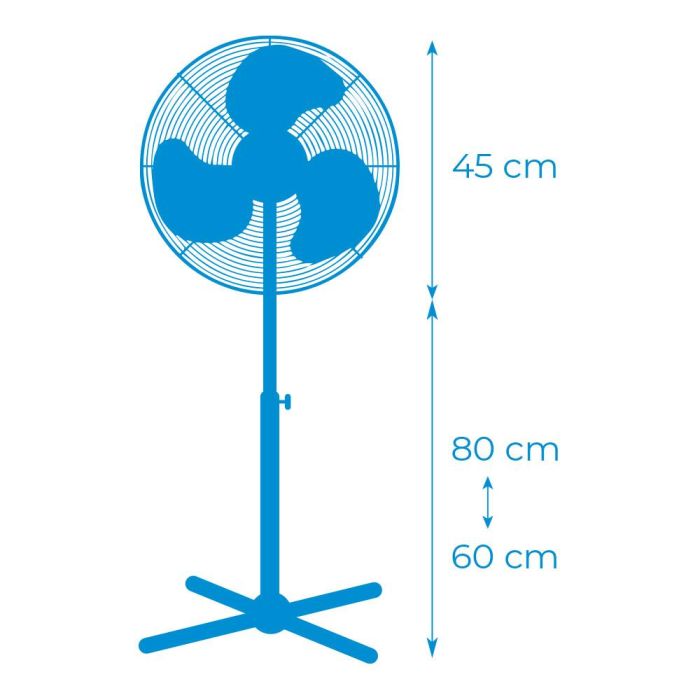 Ventilador de pie. color blanco. potencia: 45w aspas: ø40cm altura regulable 105-125cm edm 5