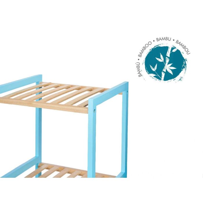 Berilo Estanteria Cuadrada 4 Estantes Bambú Azul 35 x 100 x 30 cm 3