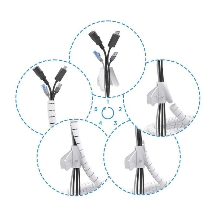 AISENS - ORGANIZADOR DE CABLE EN ESPIRAL 25MM, BLANCO, 3.0M 8 AISENS - ORGANIZADOR DE CABLE EN ESPIRAL 25MM, BLANCO, 3.0M 8