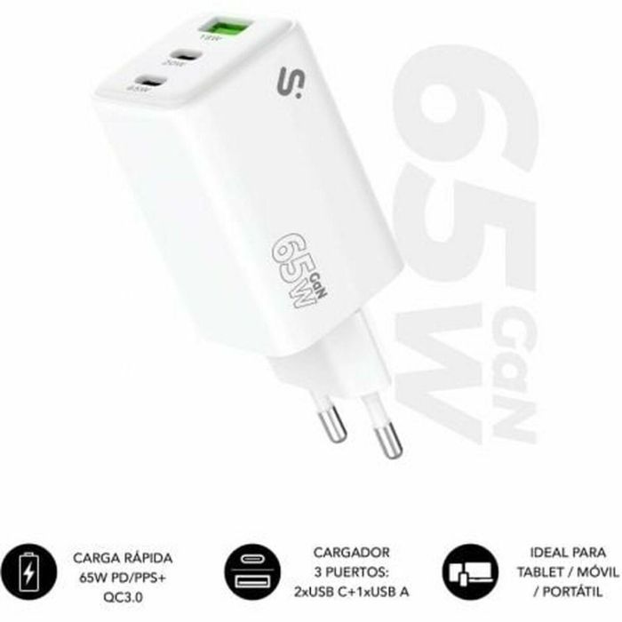 Cargador de Pared Subblim SUBCHG-6G6530 Blanco 65 W 120 W 2 Cargador de Pared Subblim SUBCHG-6G6530 Blanco 65 W 120 W 2
