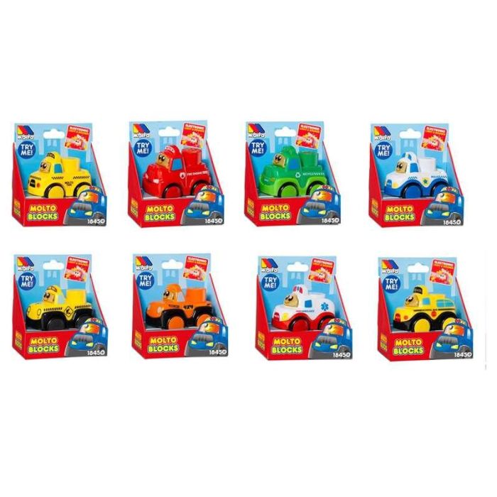 Molto Vehículos de Juguete Surtidos con Luces y Sonidos, Incluye 2 Pilas, Fabricados en Plástico. Modelos Aleatorios. Ideal para Niños de 1 Año en Adelante 8 Molto Vehículos de Juguete Surtidos con Luces y Sonidos, Incluye 2 Pilas, Fabricados en Plástico. Modelos Aleatorios. Ideal para Niños de 1 Año en Adelante 8