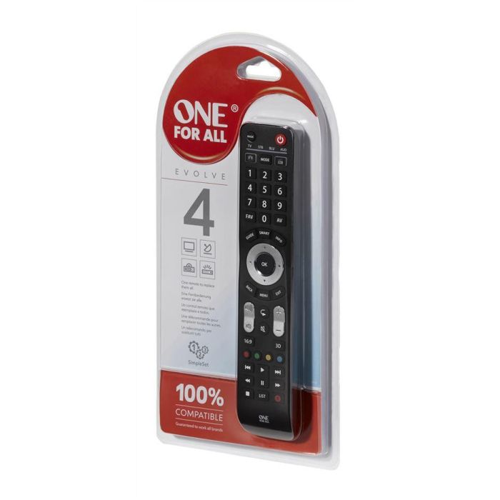 One For All URC7145 Mando Universal 4 Dispositivos Smart TV Evolve 4, Control para Netflix, Amazon Prime, YouTube 4 One For All URC7145 Mando Universal 4 Dispositivos Smart TV Evolve 4, Control para Netflix, Amazon Prime, YouTube 4