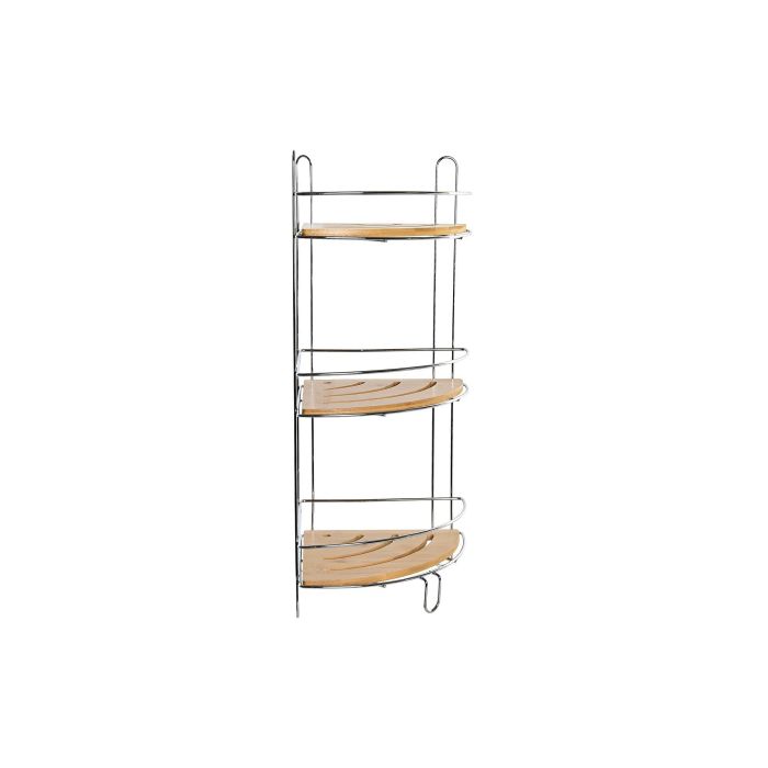 DKD Home Decor Estanteria Pared Scandi Natural Bambu y Metal Cromado 19.5 x 47 x 19.5 cm
