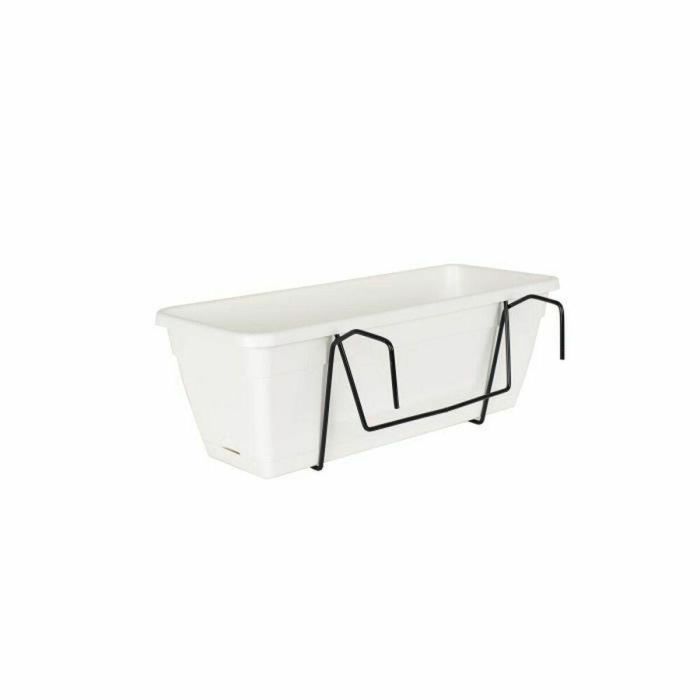 Artevasi Kit de Jardinera Venezia para Plantas con Reserva de Agua, Plástico Rectangular 10 L - 49 x 19,5 x 16,6 cm, Blanco