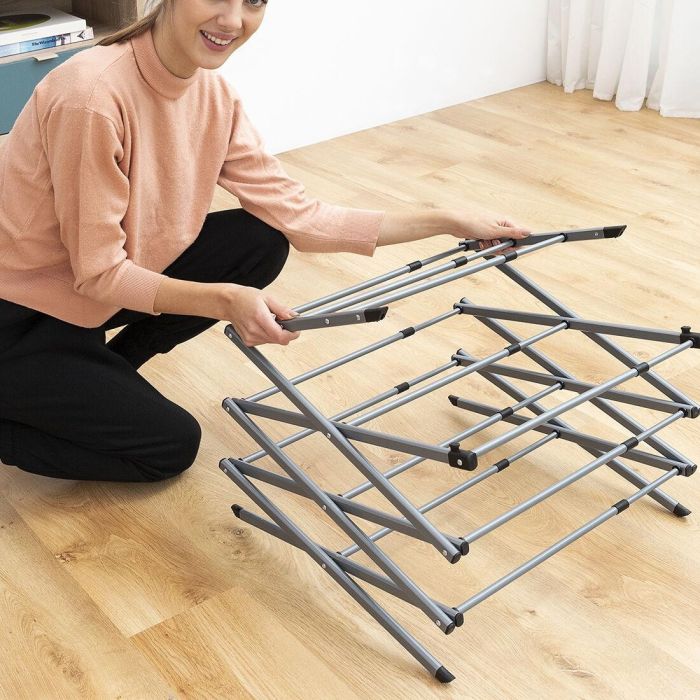 Tendedero Metálico Plegable y Extensible con 3 Alturas Cloxy InnovaGoods 11 barras 7 Tendedero Metálico Plegable y Extensible con 3 Alturas Cloxy InnovaGoods 11 barras 7