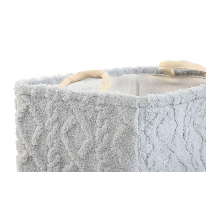 DKD Home Decor Cesta Set de 3 Beige Gris Mostaza Poliester 32 x 27 x 42 cm 1