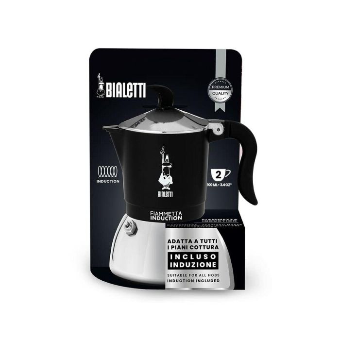 Cafetera Italiana Bialetti FIAMMETTA Negro Acero Inoxidable 2 Tazas 2