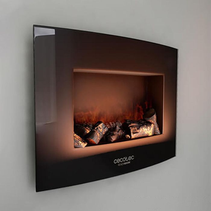 Chimenea Eléctrica Decorativa de Pared Cecotec Warm 2200 Curved Flames 2000W Negro 1