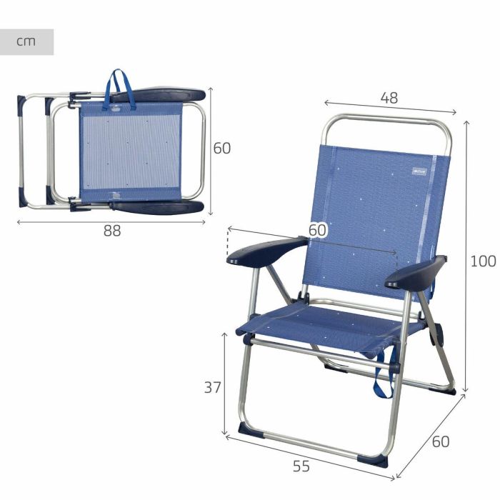 Silla de Playa Aktive 48 x 100 x 60 cm (2 Unidades) 3 Silla de Playa Aktive 48 x 100 x 60 cm (2 Unidades) 3
