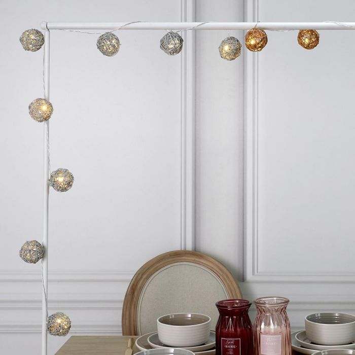 Home Deco Factory Guirnalda de 8 luces LED Ratán Gris, 2700K 6 Home Deco Factory Guirnalda de 8 luces LED Ratán Gris, 2700K 6