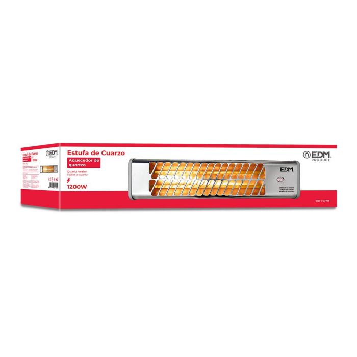 Edm Estufa de baño de cuarzo modelo cromo 600-1200w orientable 53,5x6x13,5cm recambio 07904 1