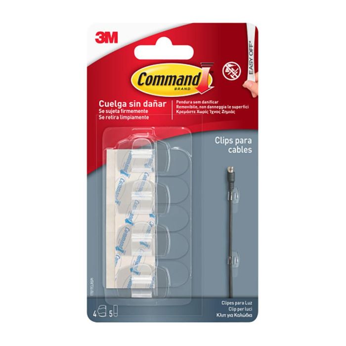 3M Sujetacables Command para cables redondos, blister de 4 clips y 5 tiras 2 3M Sujetacables Command para cables redondos, blister de 4 clips y 5 tiras 2