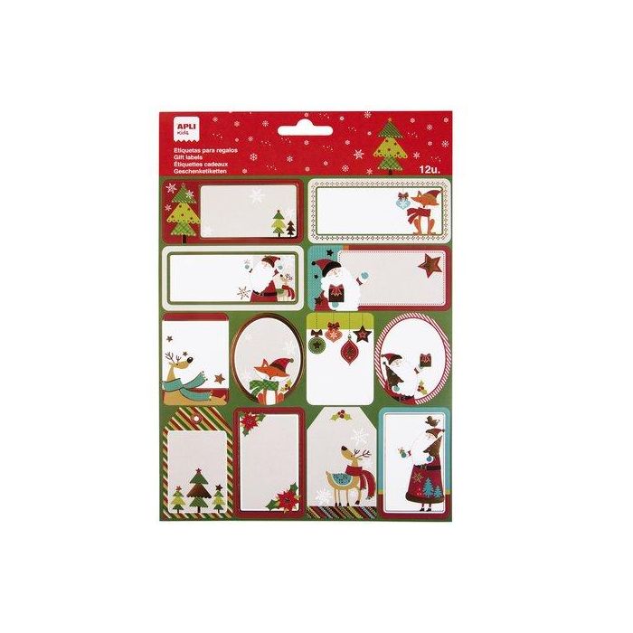 Etiquetas Regalo Bolsa Apli Navidad Reno Bufanda 1H (19815) 5 unidades