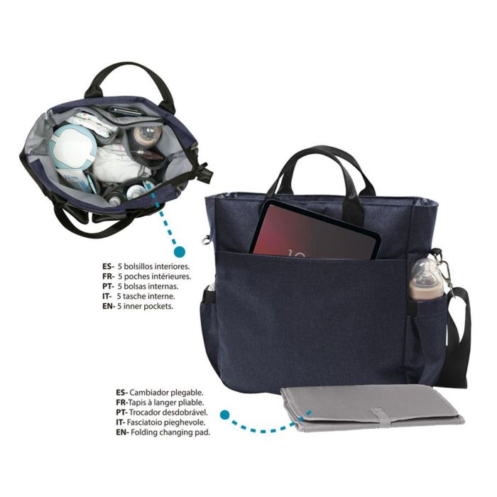 KioKids Bolso Bandolera Maternidad Azul Marino Práctico y Ligero con Múltiples Departamentos y Bolsillos Incluye Cambiador 1 KioKids Bolso Bandolera Maternidad Azul Marino Práctico y Ligero con Múltiples Departamentos y Bolsillos Incluye Cambiador 1