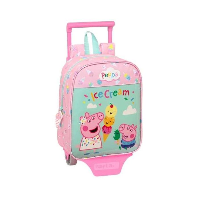 Mochila Escolar con Ruedas Peppa Pig Ice cream Verde Rosa 22 x 27 x 10 cm 1