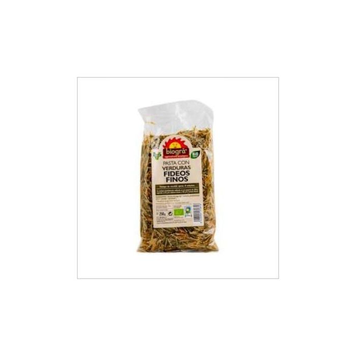 BIOGRA Fideos Finos con Verduras Bio, Vegano y Sin Lactosa, 250g