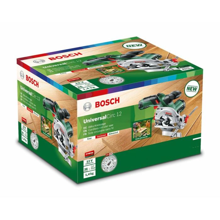 Bosch UniversalCirc 12 Sierra circular a batería 12V 2,5Ah, hoja 85mm, corte 26mm, con 1 batería y LED 3 Bosch UniversalCirc 12 Sierra circular a batería 12V 2,5Ah, hoja 85mm, corte 26mm, con 1 batería y LED 3