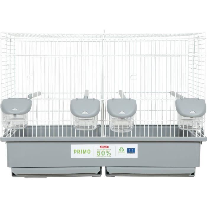 Zolux ZOL3336021042338 Jaula de Cría Primo Cati para Canarios Mandarines, 57 x 34,5 x 41 cm, Blanco y Gris 1