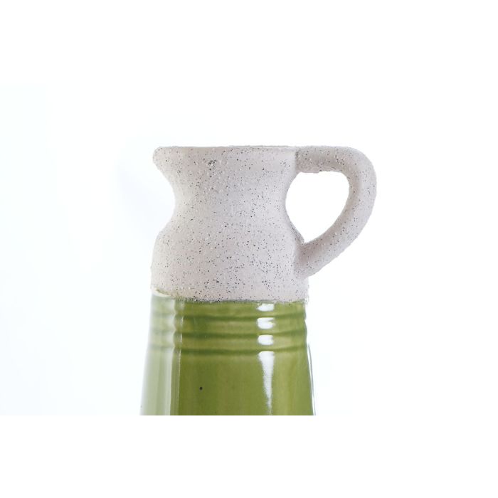 DKD Home Decor Jarrón Shabby de Porcelana Verde y Beige, 36 cm Alto x 11x11 cm Base, Set de 4 Unidades 1
