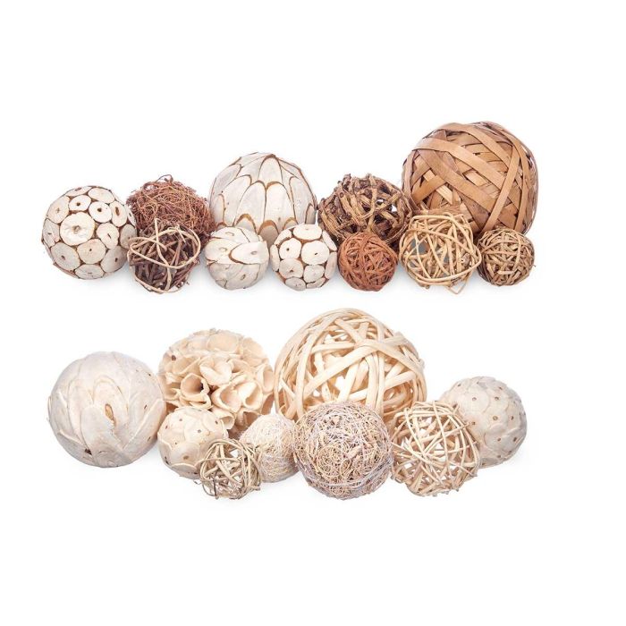 Set de Bolas Bolsa 2 Modelos Surtidos Giftdecor - Madera y Fibra Natural, 20x30x10 cm (12 Unidades) 1 Set de Bolas Bolsa 2 Modelos Surtidos Giftdecor - Madera y Fibra Natural, 20x30x10 cm (12 Unidades) 1