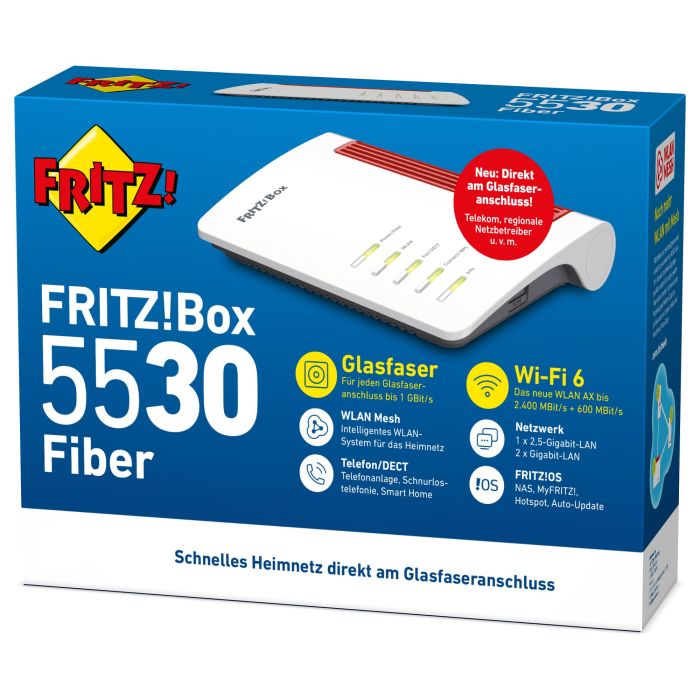AVM Fritz! Box 5530 Fiber Router WLAN VoIP Wi-Fi 6 Doble Banda Ethernet Blanco 3