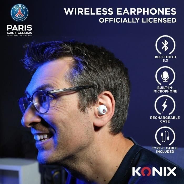 Auriculares inalámbricos - KONIX - PSG - Duración de la batería 8 h + 15 h - IPX4 - Bluetooth - Blanco 1 Auriculares inalámbricos - KONIX - PSG - Duración de la batería 8 h + 15 h - IPX4 - Bluetooth - Blanco 1