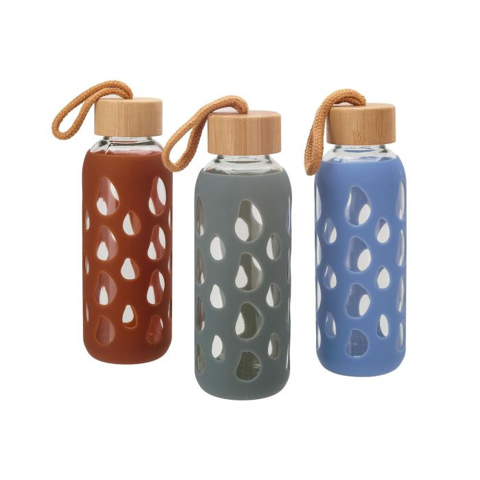 Inde Botella de Agua de Vidrio y Silicona 400 ml con Dimensiones 6x6x20 cm 9