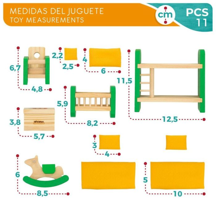 Dormitorio para casa de muñecas Woomax (6 Unidades) 2