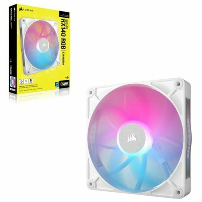 Corsair CO-9051023-WW Kit de Expansión de Ventilador PWM iCUE LINK RX140 RGB de 140 mm en Blanco para Refrigeración de PC