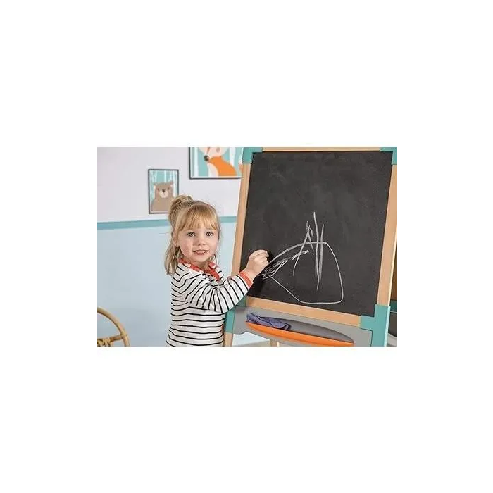 Smoby Pizarra de Madera Doble Cara Tiza Magnética Blanca Plegable 80 Accesorios 4