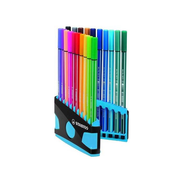 Stabilo Rotulador Pen 68 Colores Surtidos Estuche Parade Antracita-Azul 20 Ud