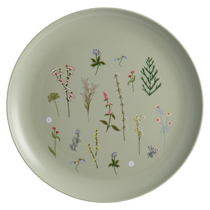 Day Juego de 4 Platos 25 cm Colores Surtidos Arena Natural Verde Musgo Amarillo Arena Ilustraciones de Plantas 6