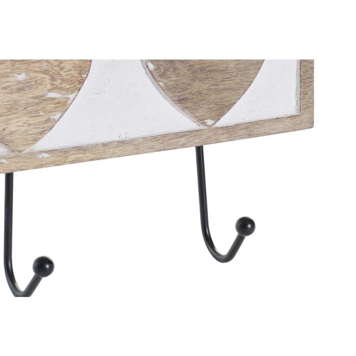 DKD Home Decor Perchero de Pared Urban, Madera y Metal, 38 x 17 x 6 cm, 4 Unidades - Color Natural o Blanco