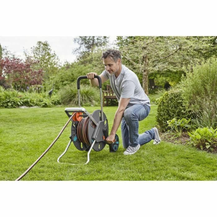 Gardena Aquaroll L Enrollador de manguera con ruedas, mango telescópico y conexión antigoteo, resistente a heladas 3 Gardena Aquaroll L Enrollador de manguera con ruedas, mango telescópico y conexión antigoteo, resistente a heladas 3