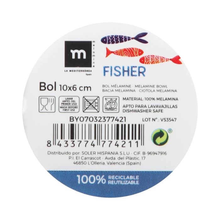 Bol de melamina Fisher brillo 10x6 cm - La Mediterranea (24 Unidades) 1 Bol de melamina Fisher brillo 10x6 cm - La Mediterranea (24 Unidades) 1