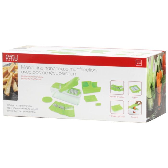 Easy Make Rallador Mandolina 7 Funciones para Cocina con Accesorios y Cajón de Ordenación Medidas 11x28x11.5 cm 2 Easy Make Rallador Mandolina 7 Funciones para Cocina con Accesorios y Cajón de Ordenación Medidas 11x28x11.5 cm 2