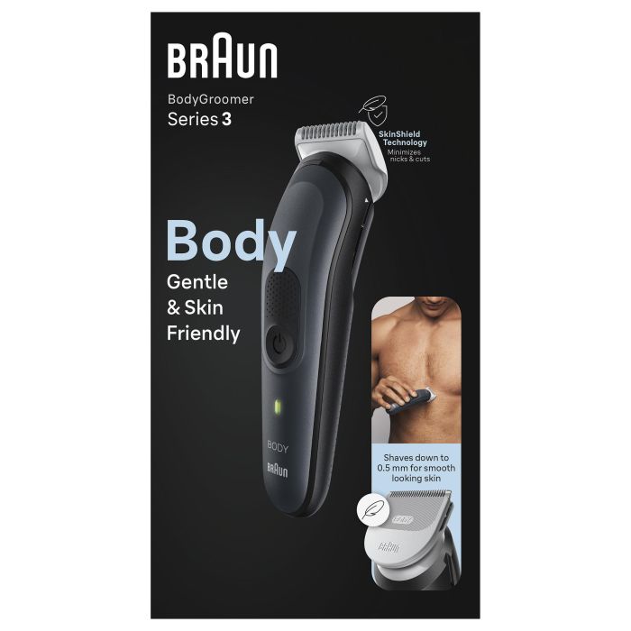 Braun BodyGroomer 3 BG3340 Afeitadora Corporal con Batería Recargable y 80 min de Autonomía, Negro/Gris 0 Braun BodyGroomer 3 BG3340 Afeitadora Corporal con Batería Recargable y 80 min de Autonomía, Negro/Gris 0