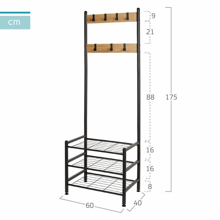 Perchero con Balda Max Home Acero Melamina Aglomerado Minimalista 60 x 175 x 40 cm 3 Perchero con Balda Max Home Acero Melamina Aglomerado Minimalista 60 x 175 x 40 cm 3