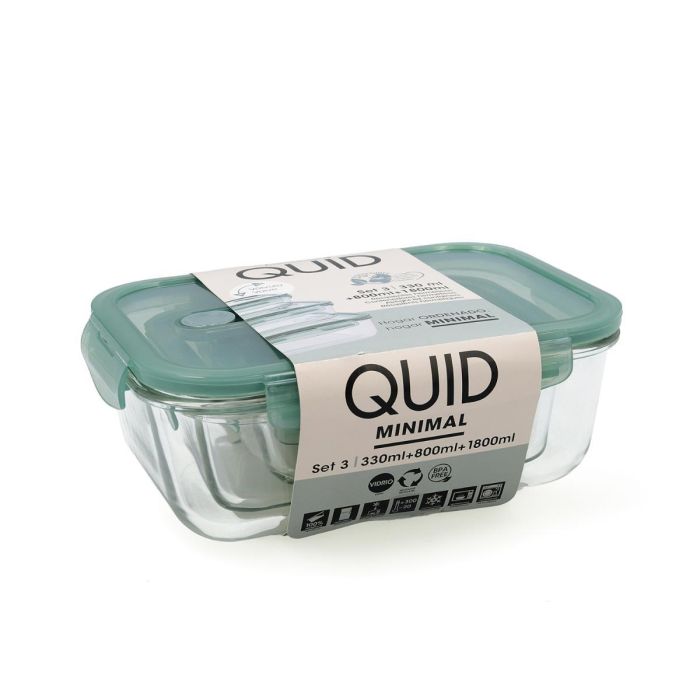 Set 3 Recipientes Herméticos Vidrio Minimal Quid 1800 mL-800 mL-330 mL 5