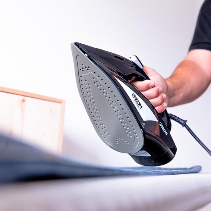 Edm Plancha de Vapor 2800W Grande Antracita con Base Antiadherente Depósito 400ml Vapor Continuo 20g/min Golpe Vapor 160g/min Medidas 30x12.6x16cm 5
