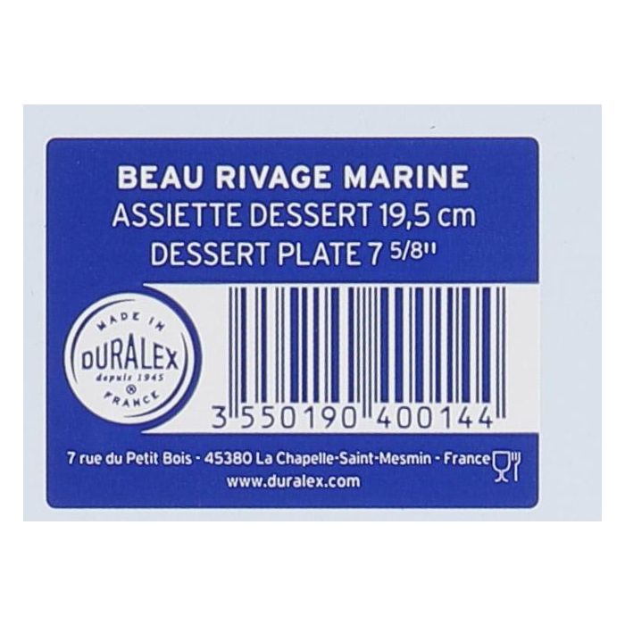 Plato Postre Marine Beau Rivage Ø19.5 cm - Duralex (48 Unidades) 3 Plato Postre Marine Beau Rivage Ø19.5 cm - Duralex (48 Unidades) 3