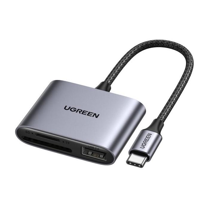 UGREEN Lector de Tarjetas USB-C a SD/TF, USB 3.2 Gen 1, Gris, 5000 Mbit/s, MicroSD/SD/SDHC/SDXC