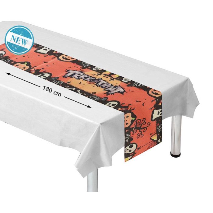 Camino de Mesa Halloween Trick or Treat 180x35 cm con Letras Decoradas 0 Camino de Mesa Halloween Trick or Treat 180x35 cm con Letras Decoradas 0