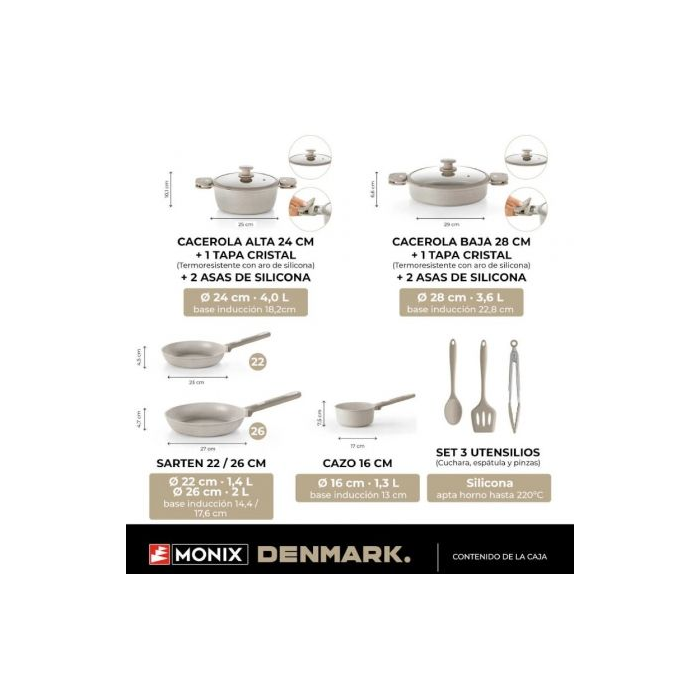 Monix M689901 Batería de Cocina 10 Piezas Denmark Aluminio Forjado Antiadherente Apta Inducción 1 Monix M689901 Batería de Cocina 10 Piezas Denmark Aluminio Forjado Antiadherente Apta Inducción 1