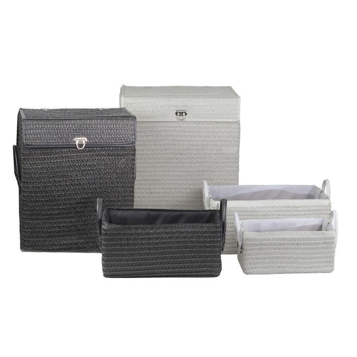 Cesta Basicos DKD Home Decor Blanco Negro 34 x 49 x 45 cm Set de 5 Cesta Basicos DKD Home Decor Blanco Negro 34 x 49 x 45 cm Set de 5