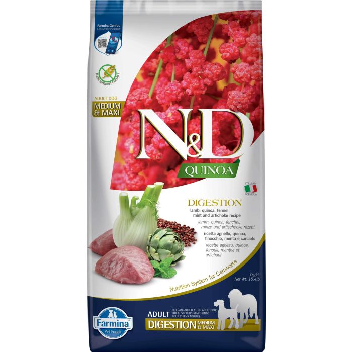 Farmina N&D Dog Quinoa Digestion Cordero, Alimento para Perros, 7 kg Farmina N&D Dog Quinoa Digestion Cordero, Alimento para Perros, 7 kg
