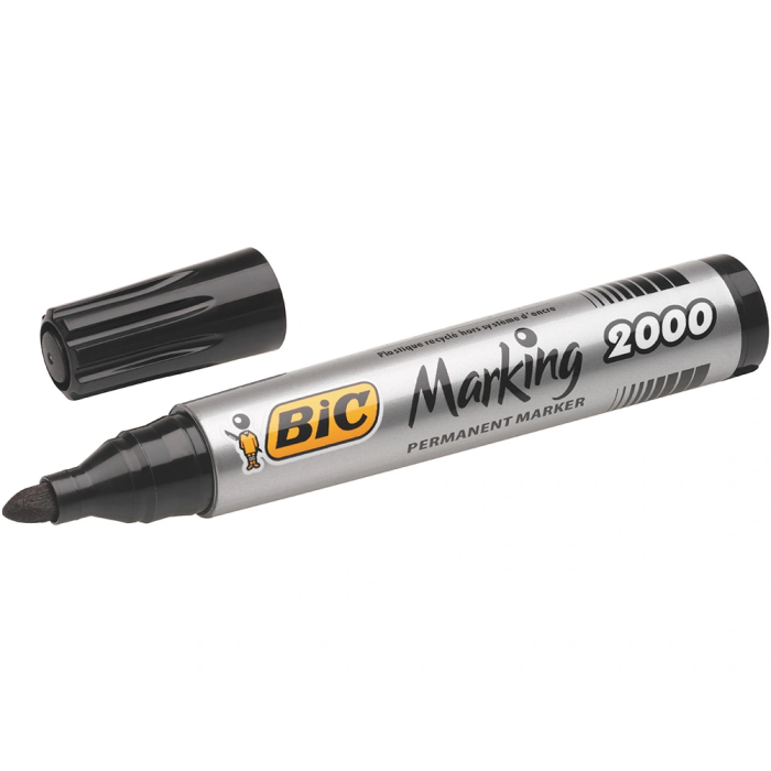 Bic Marcador Permanente Marking 2000 Punta Redonda Negro Caja 12 Unidades