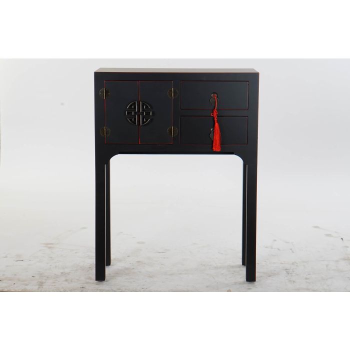 DKD Home Decor Consola Oriental Masako Negro Rojo de Madera de Abeto y MDF con 2 Cajones y 1 Puerta 26 x 83 x 63 cm 5 DKD Home Decor Consola Oriental Masako Negro Rojo de Madera de Abeto y MDF con 2 Cajones y 1 Puerta 26 x 83 x 63 cm 5