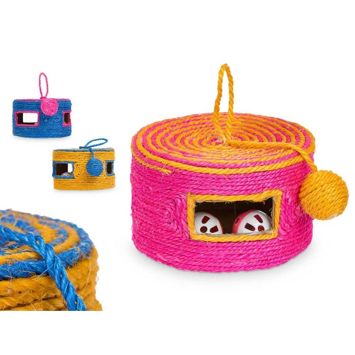 Rascador Cuerda Bola Cascabeles Surtidos Colores Mascow 17X10CM (12 Unidades) Rascador Cuerda Bola Cascabeles Surtidos Colores Mascow 17X10CM (12 Unidades)
