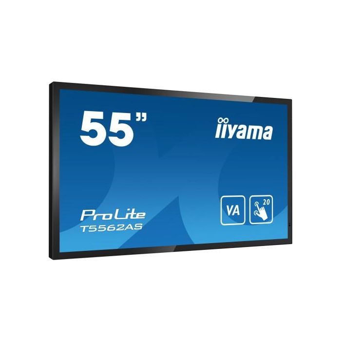 iiyama T5562AS-B1 pantalla de señalización Panel plano interactivo 138,7 cm (54.6") VA 500 cd / m² 4K Ultra HD Negro Pantalla táctil Procesador incorporado Android 8.0 24/7 1